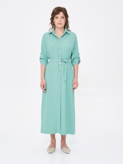 Платье А-образного силуэта пастельного зелёного цвета с поясом Priz(фото4)