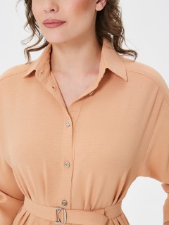 Платье А-образного силуэта золотисто-оранжевого цвета с поясом Priz(фото3)