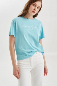 Футболка голубая с принтом Priz