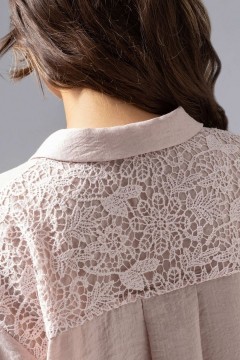 Рубашка розовая комбинированный с кружевом Charutti(фото6)