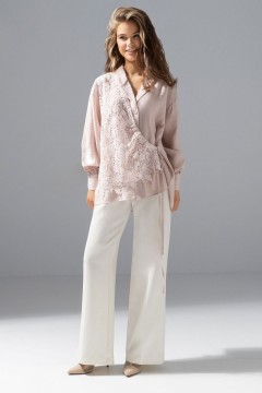 Рубашка розовая комбинированный с кружевом Charutti(фото2)