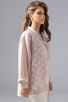 Рубашка розовая комбинированный с кружевом Charutti(фото5)