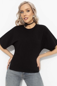 Футболка трикотажная чёрная асимметричного кроя Charutti
