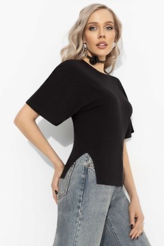Футболка трикотажная чёрная асимметричного кроя Charutti(фото5)