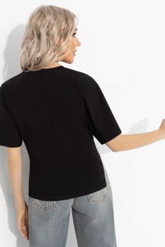 Футболка трикотажная чёрная асимметричного кроя Charutti(фото6)