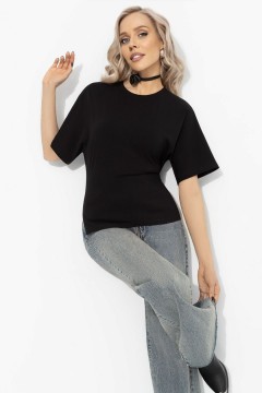 Футболка трикотажная чёрная асимметричного кроя Charutti(фото2)