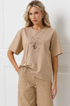 Футболка трикотажная с принтом и брошью Priz