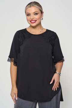 Блузка чёрная с кружевом Dora