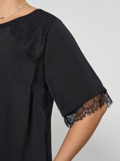 Блузка чёрная с кружевом Dora(фото6)