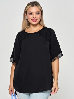Блузка чёрная с кружевом Dora(фото3)