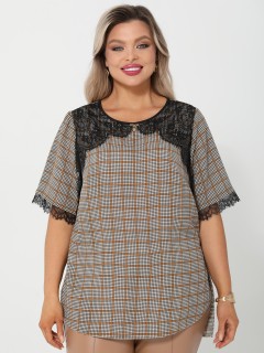 Блузка в клетку с кружевом Dora(фото3)