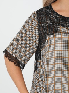 Блузка в клетку с кружевом Dora(фото6)