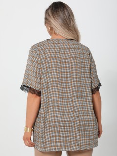 Блузка в клетку с кружевом Dora(фото10)