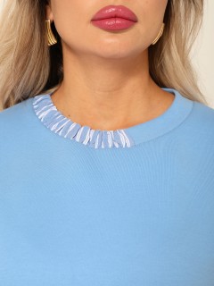 Джемпер трикотажный нежно-голубого цвета со вставками Dora(фото5)