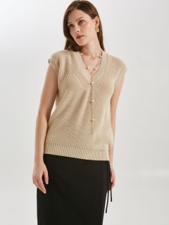 Жилет вязаный цвета слоновая кость Priz(фото6)
