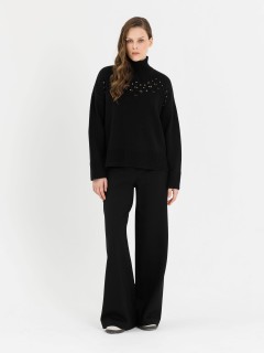 Свитер чёрный вязаный с ажурным рисунком Priz(фото5)