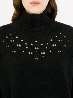 Свитер чёрный вязаный с ажурным рисунком Priz(фото4)