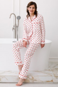 Брюки белые в сердечко с карманами Priz