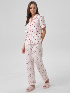 Брюки белые в сердечко с карманами Priz(фото2)