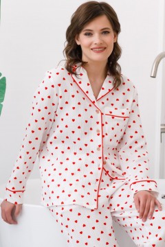 Блузка белая в сердечко из муслина с накладным карманом Priz