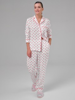 Блузка белая в сердечко из муслина с накладным карманом Priz(фото2)