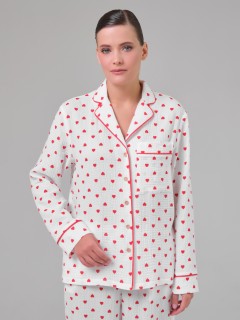 Блузка белая в сердечко из муслина с накладным карманом Priz(фото5)