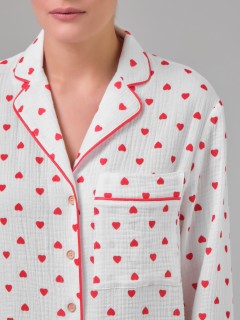 Блузка белая в сердечко из муслина с накладным карманом Priz(фото4)