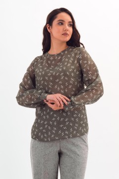 Блузка шифоновая зелёная с принтом Braslava(фото3)