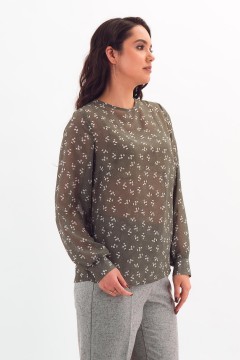 Блузка шифоновая зелёная с принтом Braslava(фото4)