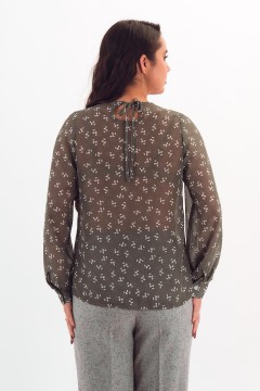 Блузка шифоновая зелёная с принтом Braslava(фото5)