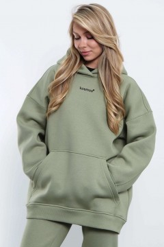 Худи оверсайз с начёсом оливкового цвета Kosmos