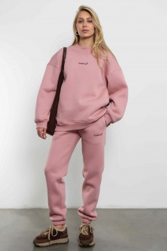 Брюки джоггеры с начёсом в розовом цвете