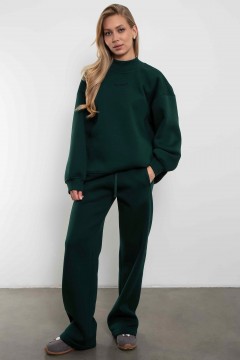 Брюки с начёсом в цвете малахит