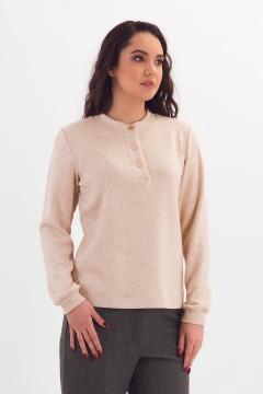 Джемпер светло-бежевый с застёжкой поло Braslava(фото3)