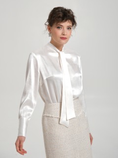 Блузка молочного цвета с бантом Priz(фото4)