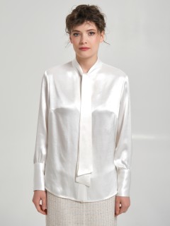 Блузка молочного цвета с бантом Priz(фото7)