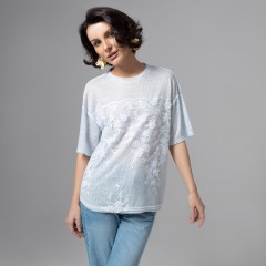 Футболка трикотажная голубая с объёмным декором Charutti(фото5)