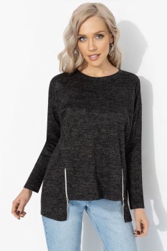 Свитшот чёрный трикотажный с акцентными молниями Charutti