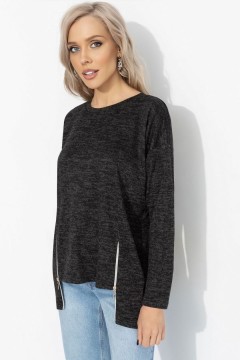 Свитшот чёрный трикотажный с акцентными молниями Charutti(фото4)