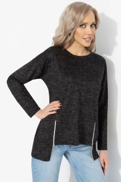 Свитшот чёрный трикотажный с акцентными молниями Charutti(фото2)