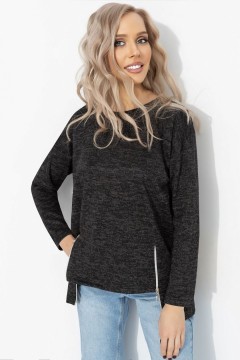 Свитшот чёрный трикотажный с акцентными молниями Charutti(фото6)