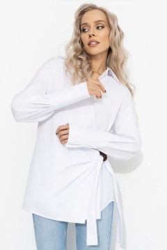 Рубашка белая на запах из хлопка Charutti(фото6)