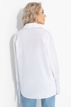 Рубашка белая на запах из хлопка Charutti(фото5)