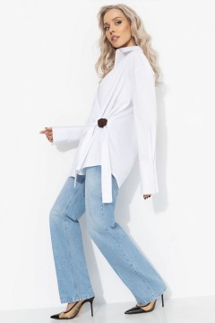 Рубашка белая на запах из хлопка Charutti(фото2)