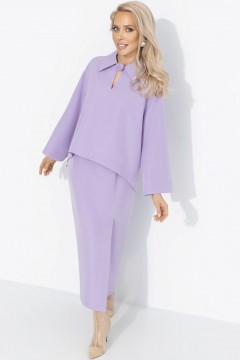 Костюм сиреневый с юбкой и со съёмной розой Charutti(фото2)
