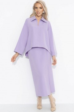 Костюм сиреневый с юбкой и со съёмной розой Charutti