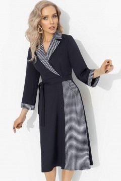 Платье тёмно-синее на запах с поясом Charutti