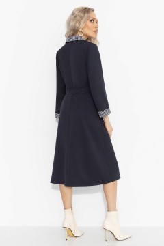Платье тёмно-синее на запах с поясом Charutti(фото5)