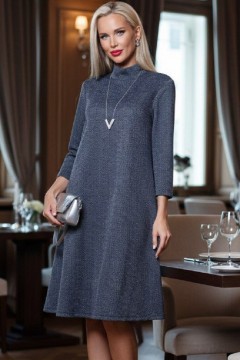 Платье-водолазка трикотажное синего цвета Особенно актуально, изящная SelenaSonata