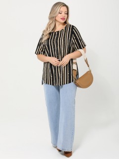 Блузка чёрно-бежевая в полоску Dora(фото8)